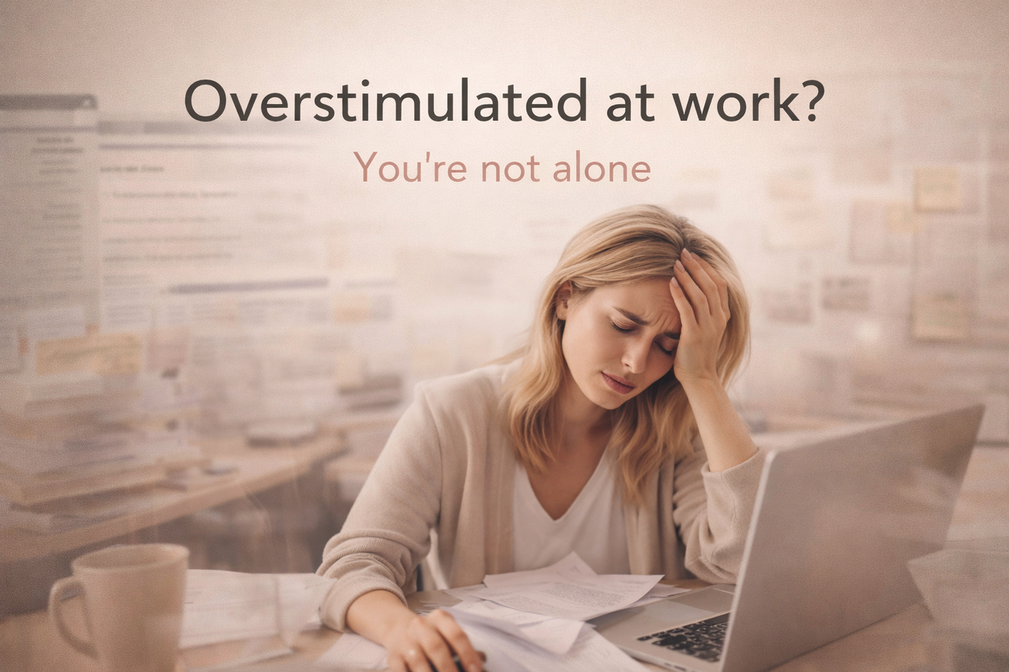 Premium eBook cover for ADHD at Work From Chaos to Focus featuring a professional workspace, glowing neural brain illustration, and modern productivity-focused design for adults with ADHD