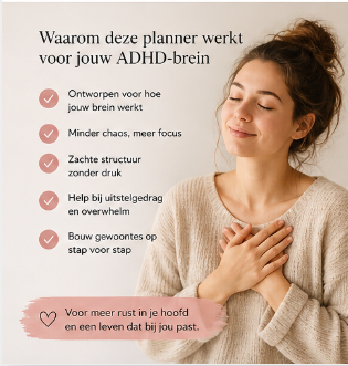 De ADHD Dagelijkse Reset Planner helpt je om elke dag opnieuw te starten met rust, focus en structuur.