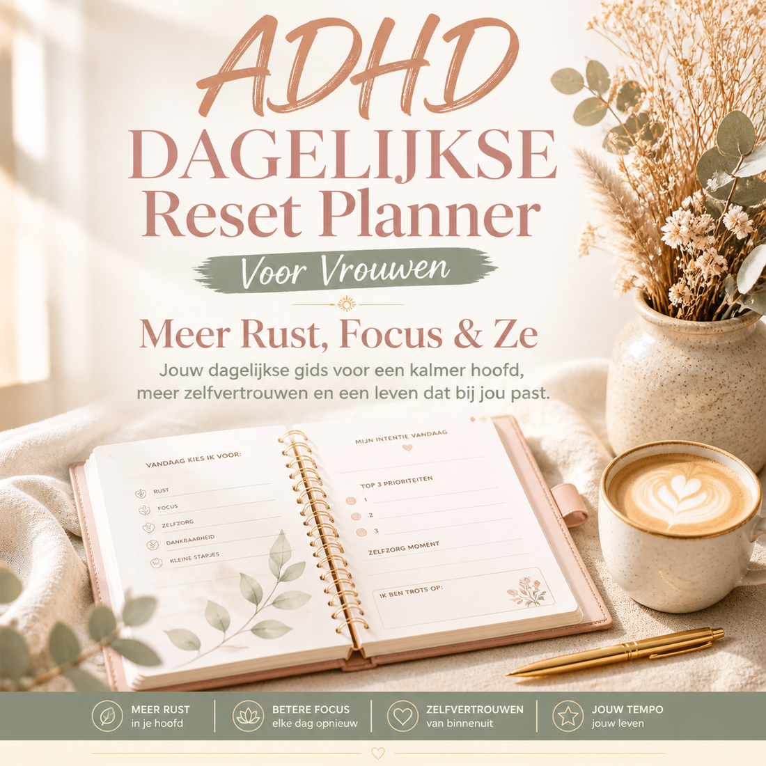 Dagelijkse Reset Planner voor Vrouwen | Meer Rust, Focus en Structuur