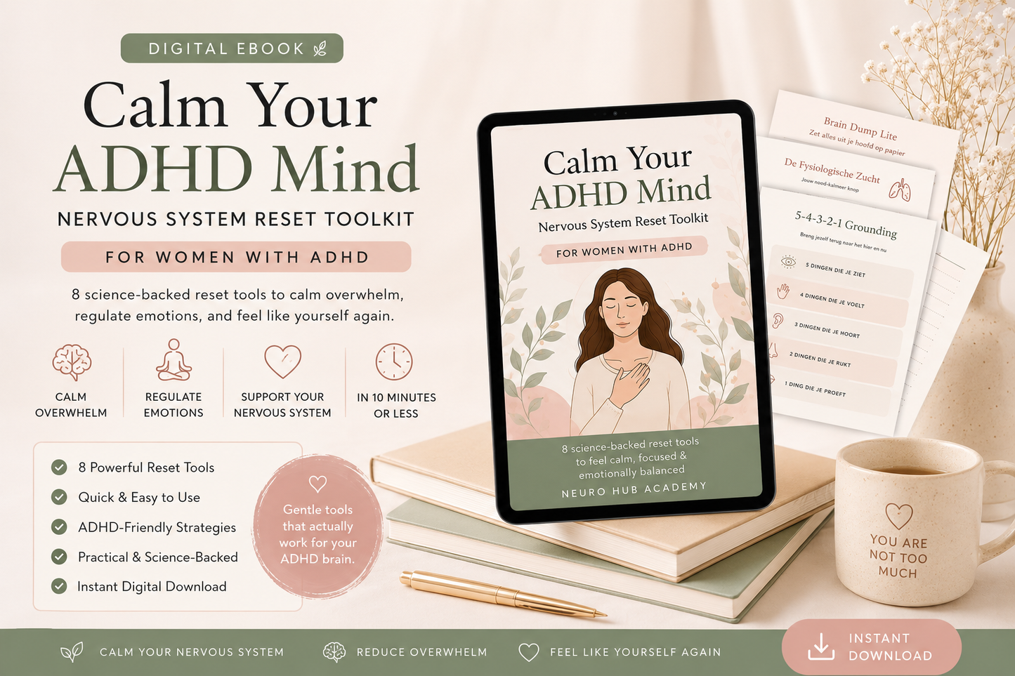 Calm Your ADHD Mind – Nervous System Reset Toolkit for Women with ADHD