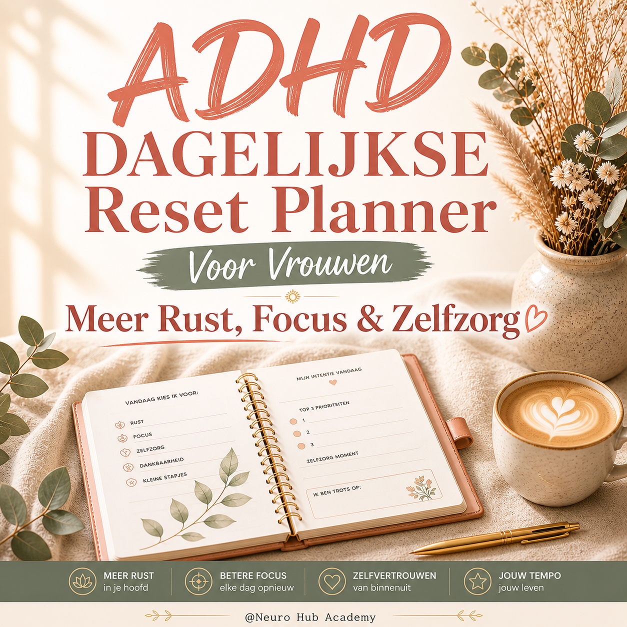  De ADHD Dagelijkse Reset Planner helpt je om elke dag opnieuw te starten met rust, focus en structuur. 
