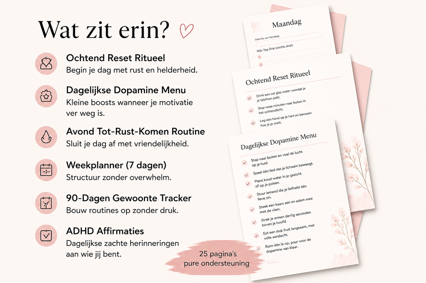  De ADHD Dagelijkse Reset Planner helpt je om elke dag opnieuw te starten met rust, focus en structuur. 