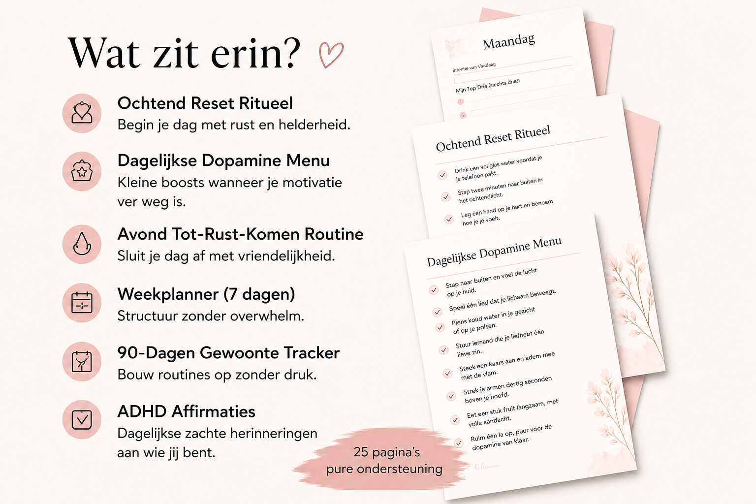  De ADHD Dagelijkse Reset Planner helpt je om elke dag opnieuw te starten met rust, focus en structuur. 