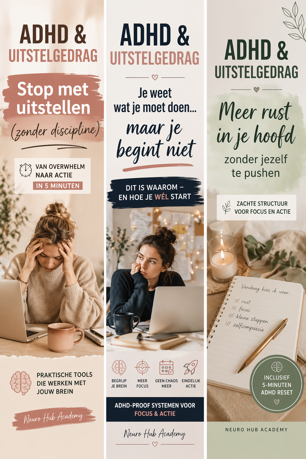 ADHD & Uitstelgedrag —Stop met uitstellen. Start met doen. Een praktische systeem voor focus, structuur.